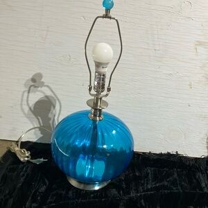 Vintage MCM aqua blue glass lamp